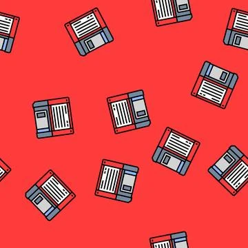 Digital data storage floppy disk vector seamless pattern Stock Illustration
