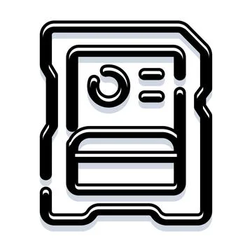 Digital data storage memory card outline icon Stock Illustration