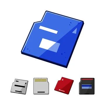 Digital data storage memory card collection Stock Illustration