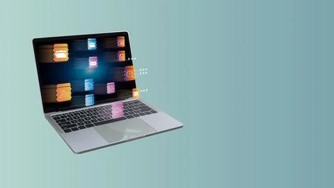 Digital data storage technology document management system on servers netwo.. Foto stock