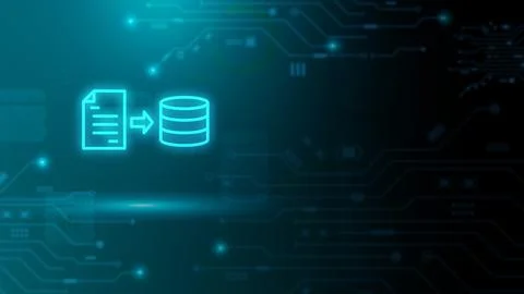Digital data storage technology document management system on servers netwo.. Foto stock
