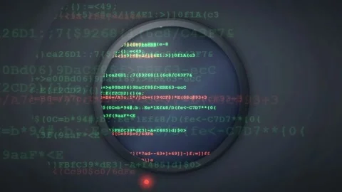 Digital data stream and binary code flowing over a futuristic circular Stock Footage 341833143