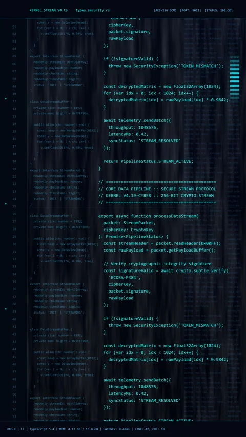 Digital data stream animation with code, matrix, technology, futuristic Stock Footage 347941296