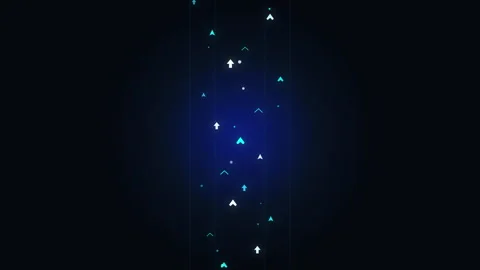 Digital data stream animation featuring glowing numbers and arrows rising on Stock Footage 346737266