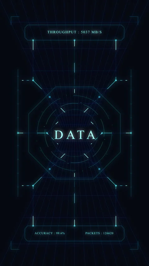 Digital data stream animation featuring futuristic network interface, cyber.. Stock Footage 348328787