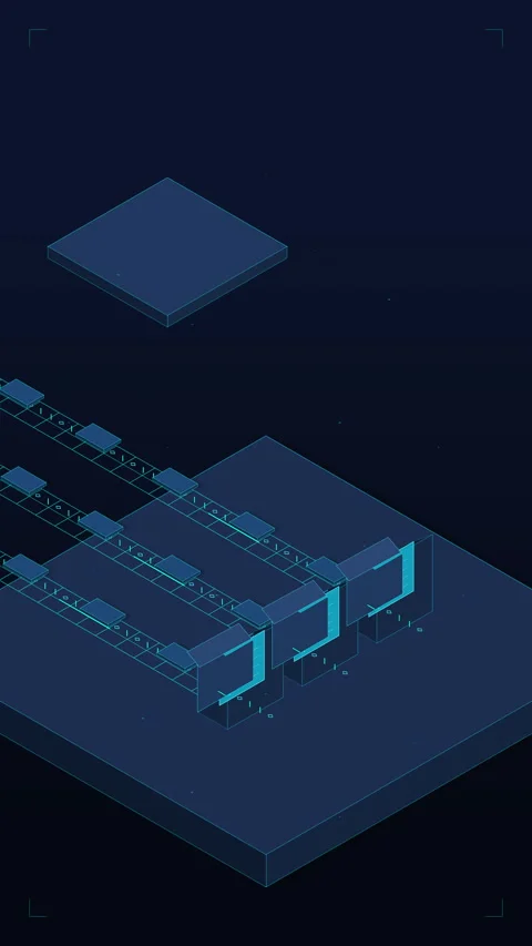 Digital data stream animation with glowing network nodes and cyber grid Stock Footage 346546907