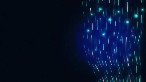 Digital data stream animation with glowing blue matrix light lines Stock Footage 346737340