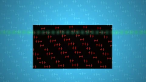 Digital Data Stream Background with Moving Binary Code and Abstract Red Sym.. Stock Footage 341805041