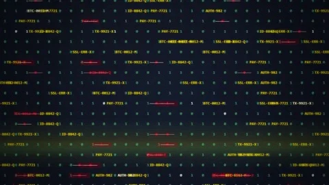 Digital Data Stream: Binary Code and Glitching Information Flow, Futuristic.. Stock Footage 348412189