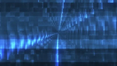 Digital Data Stream in Blue Color with Binary Code and Wave Visualization 스톡 동영상 345420136