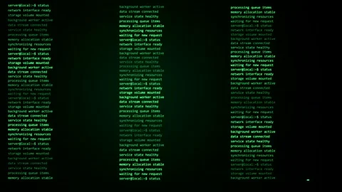 Digital data stream code scrolling on dark screen background Stock Footage 347134573