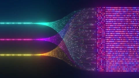 Digital Data Stream Convergence and Big Data Processing Background Stock Footage 335535122
