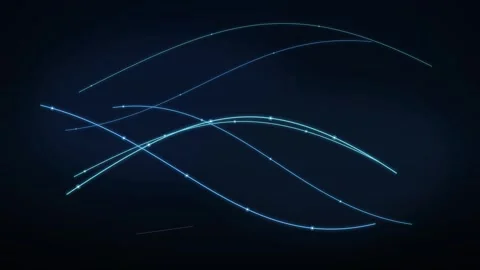 Digital Data Stream Curved Network Lines Night Background Stock Footage 344056848