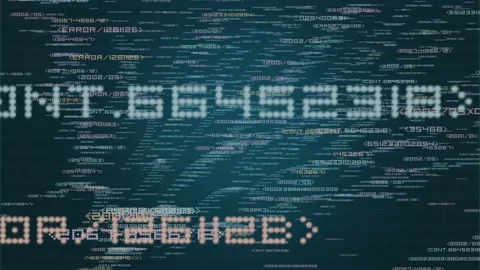 Digital Data Stream Floating Code and Cyber Network Visualization Stock Footage 334133797