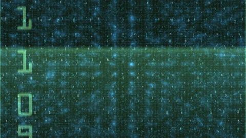 Digital Data Stream Floating Numbers Matrix Code Scan Video stock 332223077
