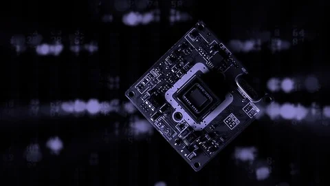 The digital data stream flow. The illusion of flight. Flashing LEDs  Stock Footage 72662228