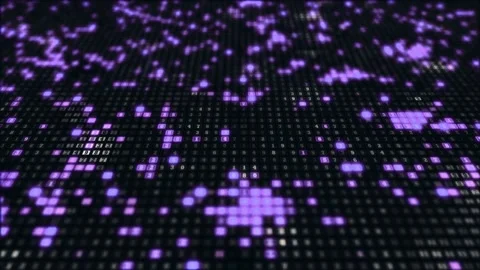 Digital data stream flowing across surface with purple light Stock Footage 327501026