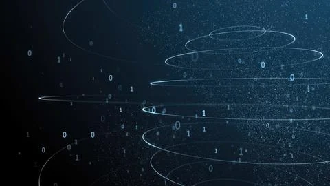 Digital data stream flowing through cyberspace with binary code Stock Illustration