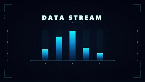 Digital data stream hud interface with animated bar graph for financial ana.. Stock Footage 337559891