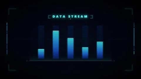 Digital data stream hud interface with animated blue bar graphs and futuris.. Stock Footage 337559920