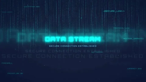 Digital Data Stream Interface with Secure Connection Established Text on Dark Stock Footage 336780509