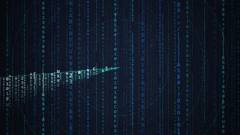 Digital Data Stream Matrix Code Flow Abstract Background - Blue Binary Code Stock Footage 348412363