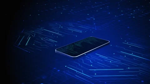 Digital data stream Mobile phone network technology background high tech Stock Footage 315419419