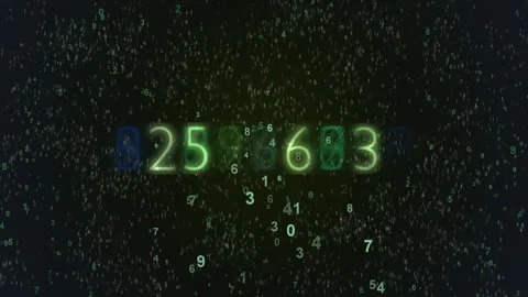 Digital Data Stream Of Numbers, Countdown Neon Green On Dark Background Stock Footage 322517225