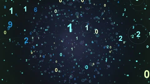 Digital Data Stream Numbers Floating in Dark Cyberspace Stock-Footage 319013635