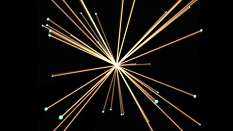 Digital Data Stream Radiating from a Central Point w Glowing Blue Sphere Ends Видео 334959267