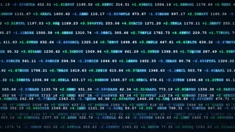 Digital data stream of scrolling computer code and numeric values on a black Vídeos de archivo 344775580