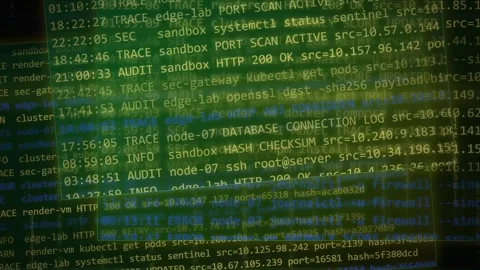 Digital Data Stream Server Logs Cybersecurity Background Stock Footage 335358874