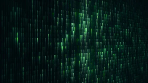 Digital data stream visualization with green light bars Stock Footage 327507306