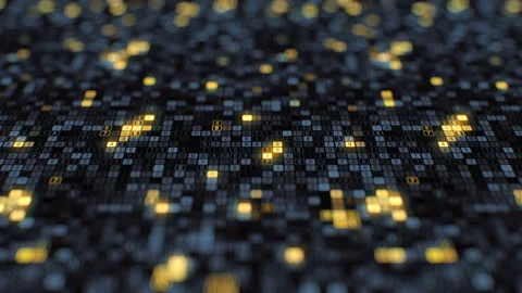 Digital data streaming blue gold flickering digitalization series futuristic Stock Footage 93700817