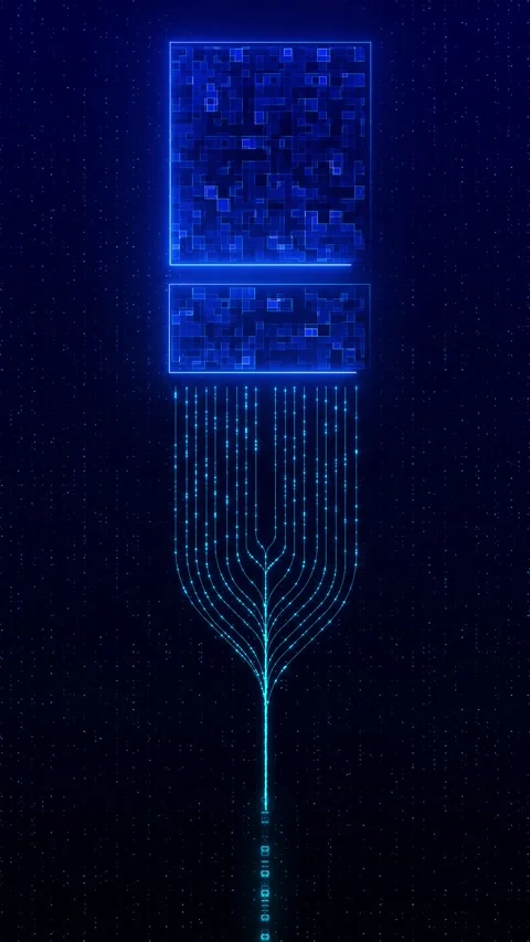 Digital Data Streams Connecting to Twin Processing Modules Video stock 341368043