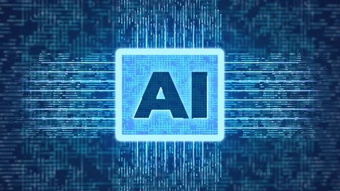 Digital data streams transmitted by artificial intelligence. AI background 库存影片 235471175