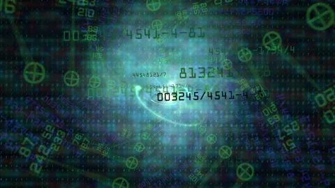 Digital Data Swirl Numeric Codes And Neon Quantum Cloud Visuals Video stock 321867194