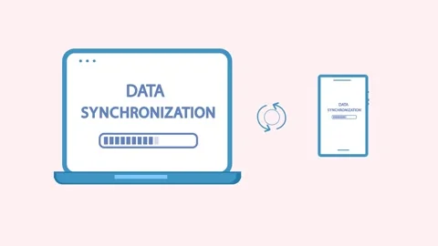 Digital Data Synchronization Between Computer and Mobile Phone Animation  Stock Footage 304094585