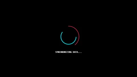 Digital data synchronization interface with circular loading indicators Stock Footage 346755380