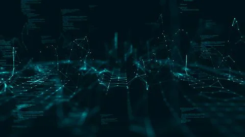 Digital data technology concept, cyber security, internet networking. polyg.. Stock Illustration