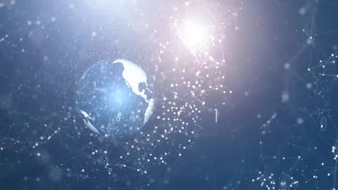 Digital data technology earth sphere rotation Stock Footage 337245869