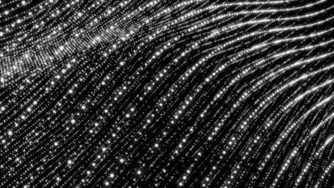 Digital data technology particle wave line moving on background. particle w.. Vídeo Stock 332885209