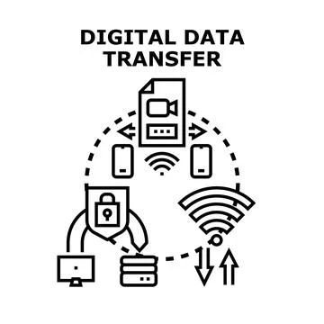 Digital data transfer exchanging information between devices Stock Illustration