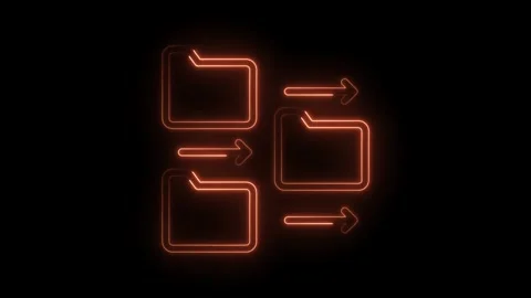 Digital data transfer with glowing folder icons in a seamless loop Stock Footage 322975037