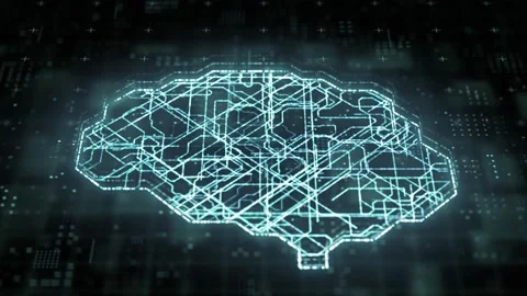 Digital data transfer inside deep learning microprocessor brain circuit Stock Footage 169875511