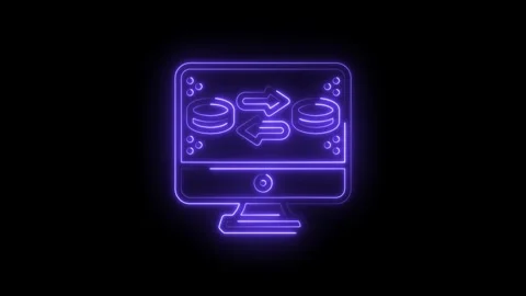 Digital data transfer neon style animation online storage and computer database Stock Footage 322959280