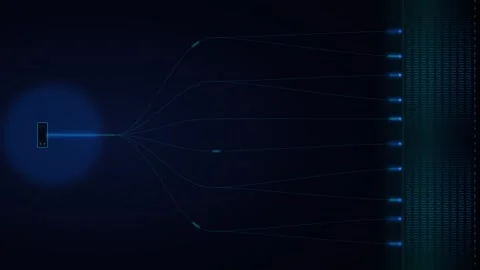 Digital data transfer network abstract animation with glowing fiber optic c.. Stock Footage 344858502