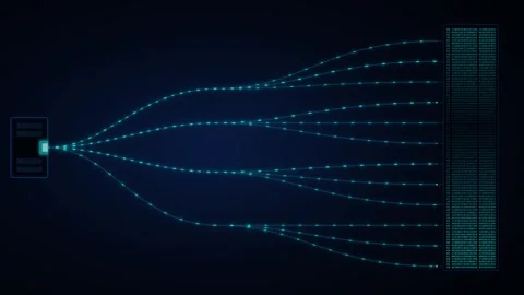 Digital data transfer network abstract background, with glowing information.. Stock Footage 344858818