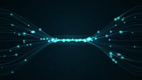 Digital data transfer wave animation streams on dark background Stock Footage 346643180