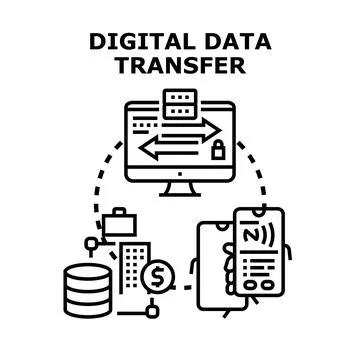 Digital data transferring concept with secure network Stock Illustration